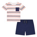 Andy & Evan Slubbed Off-white Striped Tee Set