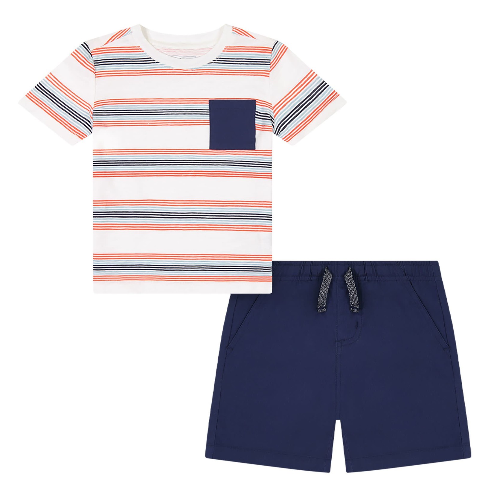 Andy & Evan Slubbed Off-white Striped Tee Set
