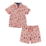 Andy & Evan Faded Red Oxford Sailboats Buttondown Set