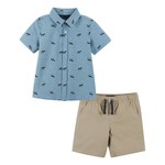 Andy & Evan Light Blue Zebra Knit Buttondown Set