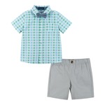 Andy & Evan Mint & Grey Gingham Bamboo Buttondown Set