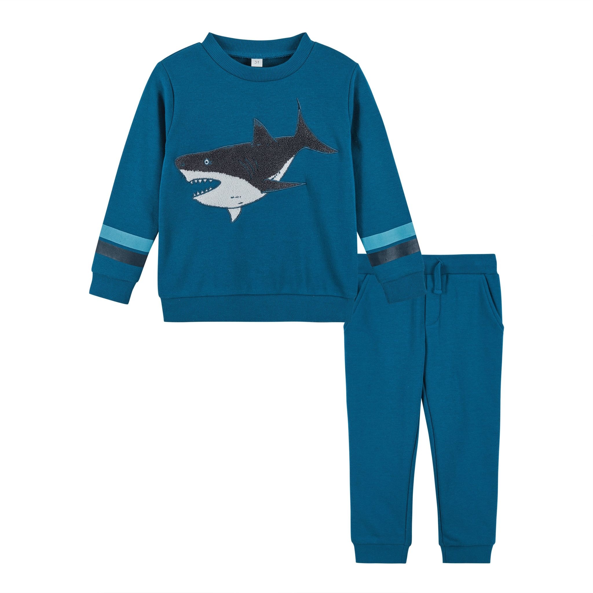 Boys Shark Sweatsuit Set Blue Leaf Houston