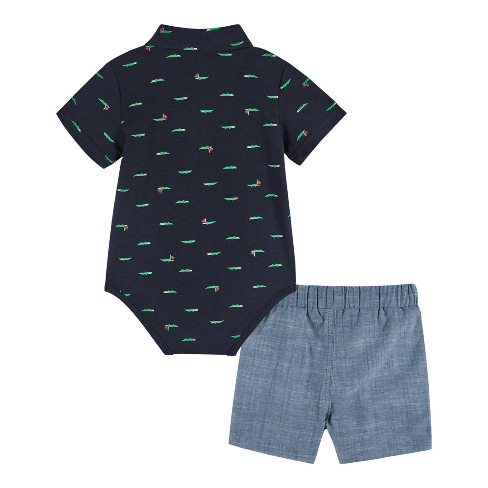 Andy & Evan Navy Crocodile Polo Shirtzie Set