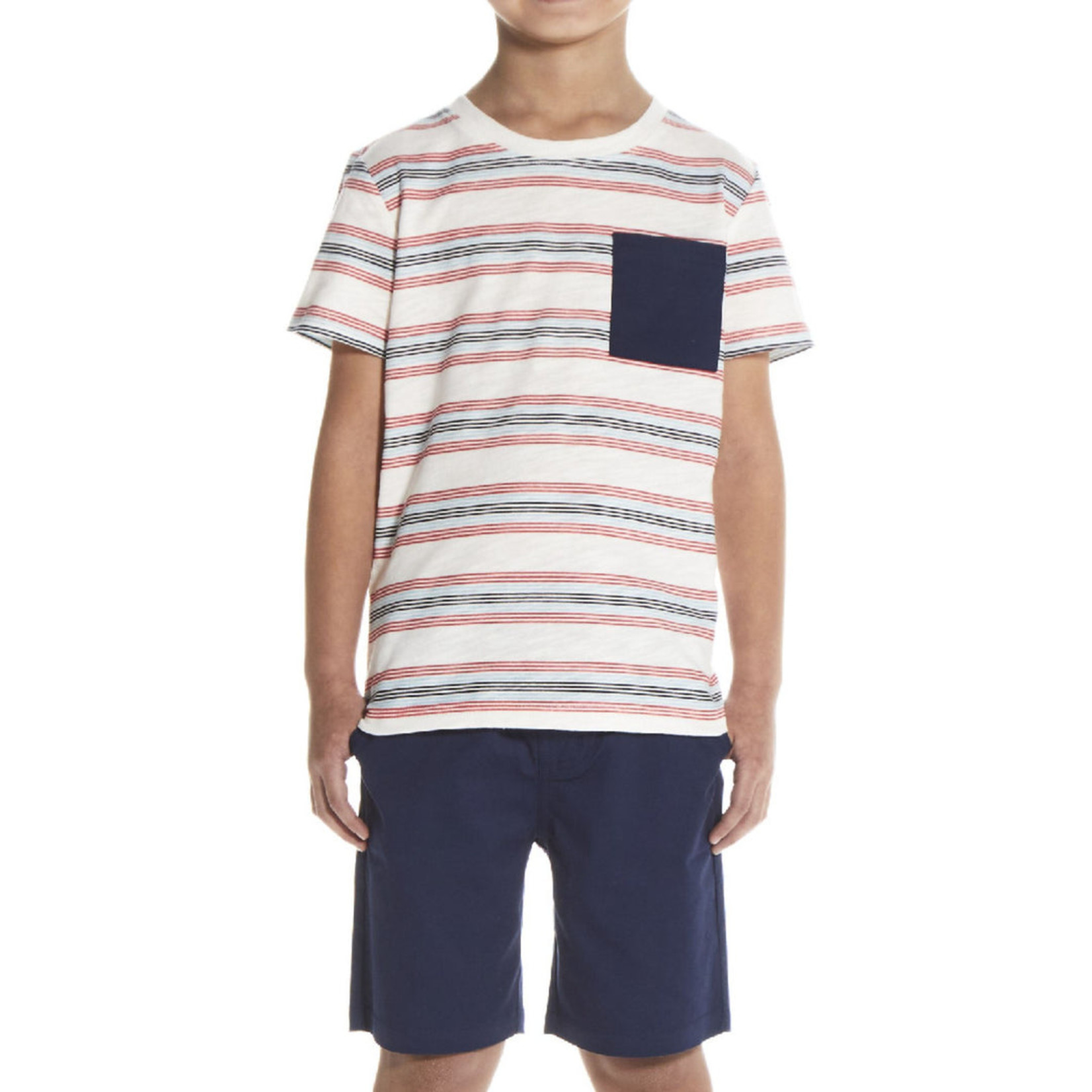 Andy & Evan Slubbed Off-white Striped Tee Set