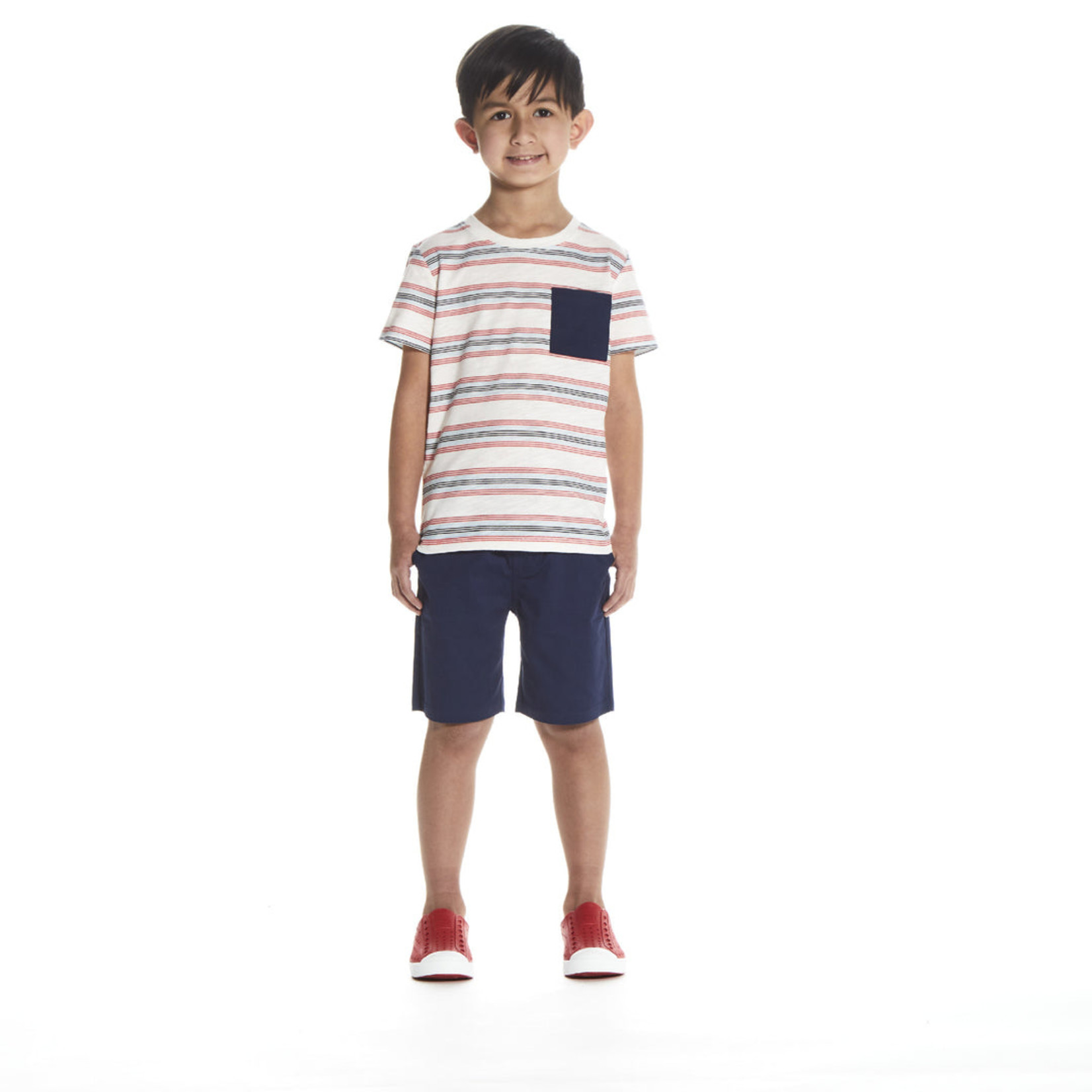 Andy & Evan Slubbed Off-white Striped Tee Set