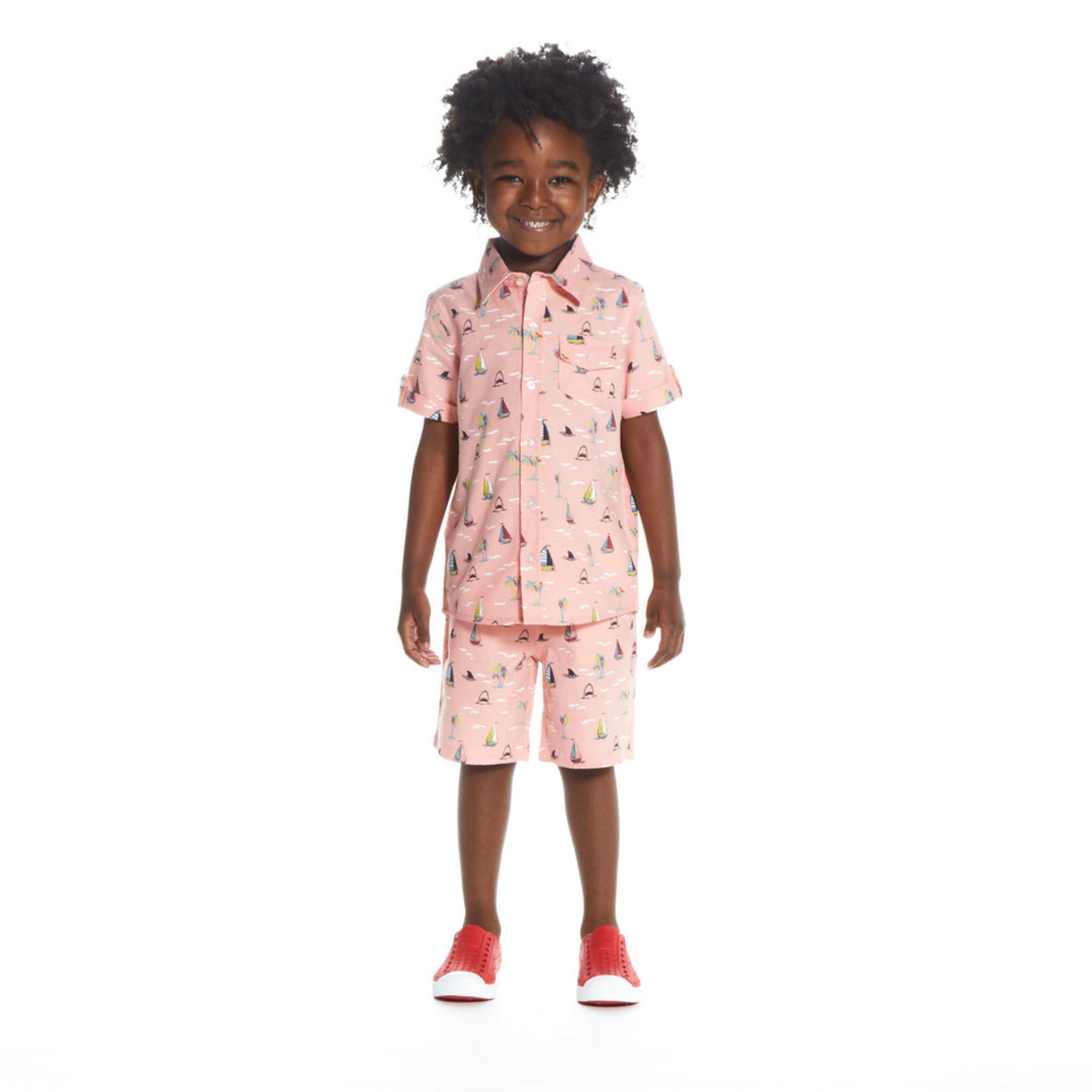 Andy & Evan Faded Red Oxford Sailboats Buttondown Set