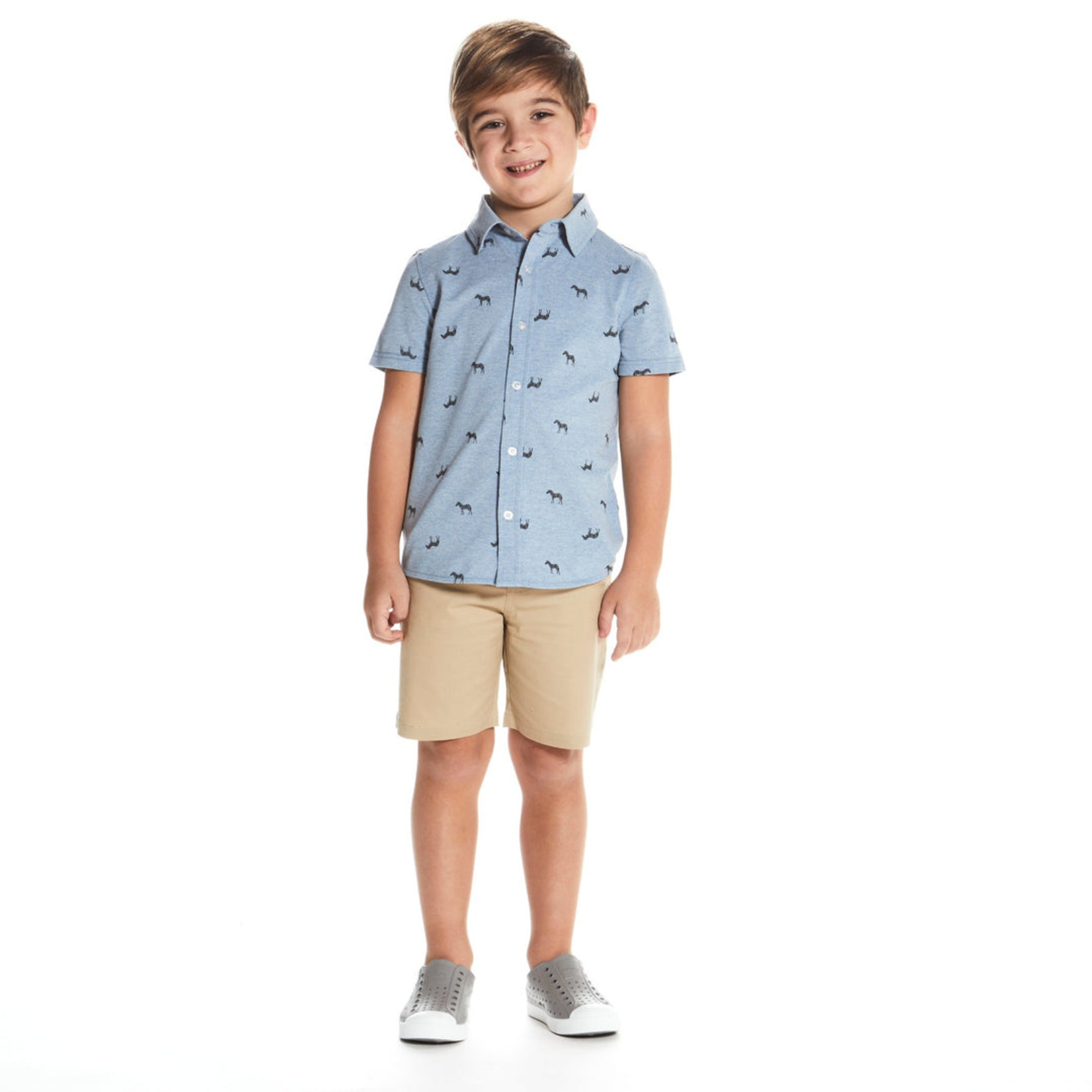 Andy & Evan Light Blue Zebra Knit Buttondown Set