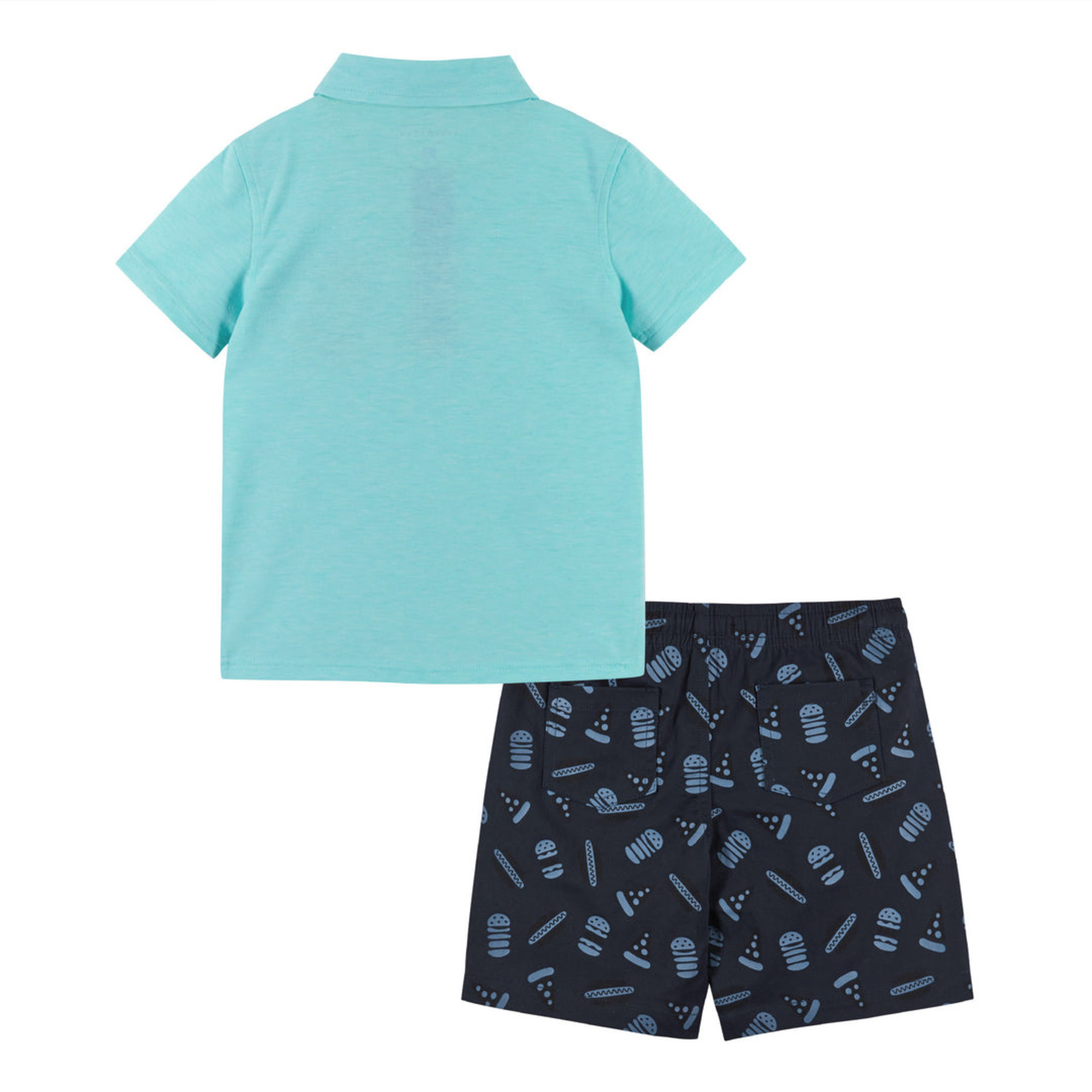 Andy & Evan Heather Mint Polo With Shark Print Set