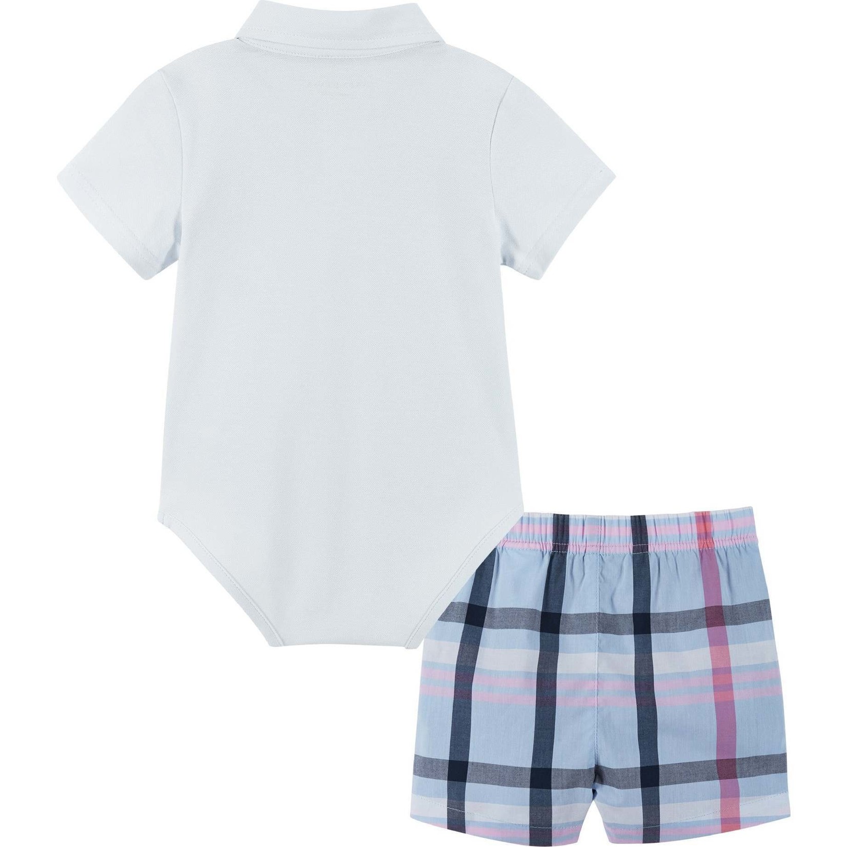Andy & Evan White & Plaid Polo Shirtzie Set