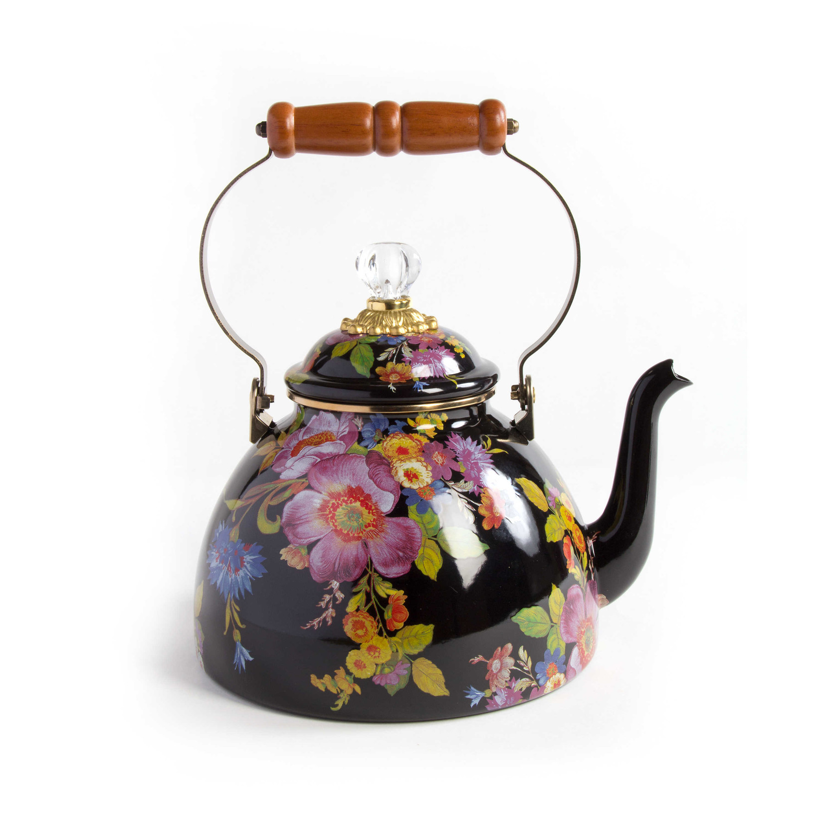 MacKenzie-Childs Flower Market 3 Quart Tea Kettle - Black
