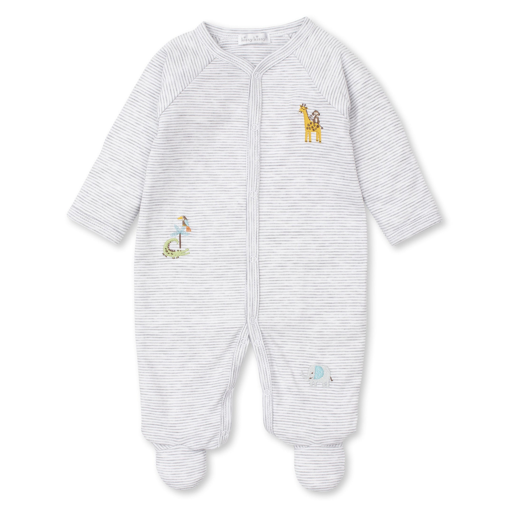 Kissy Kissy Tatiana Co. Joyful Jungle Grey Striped Footie