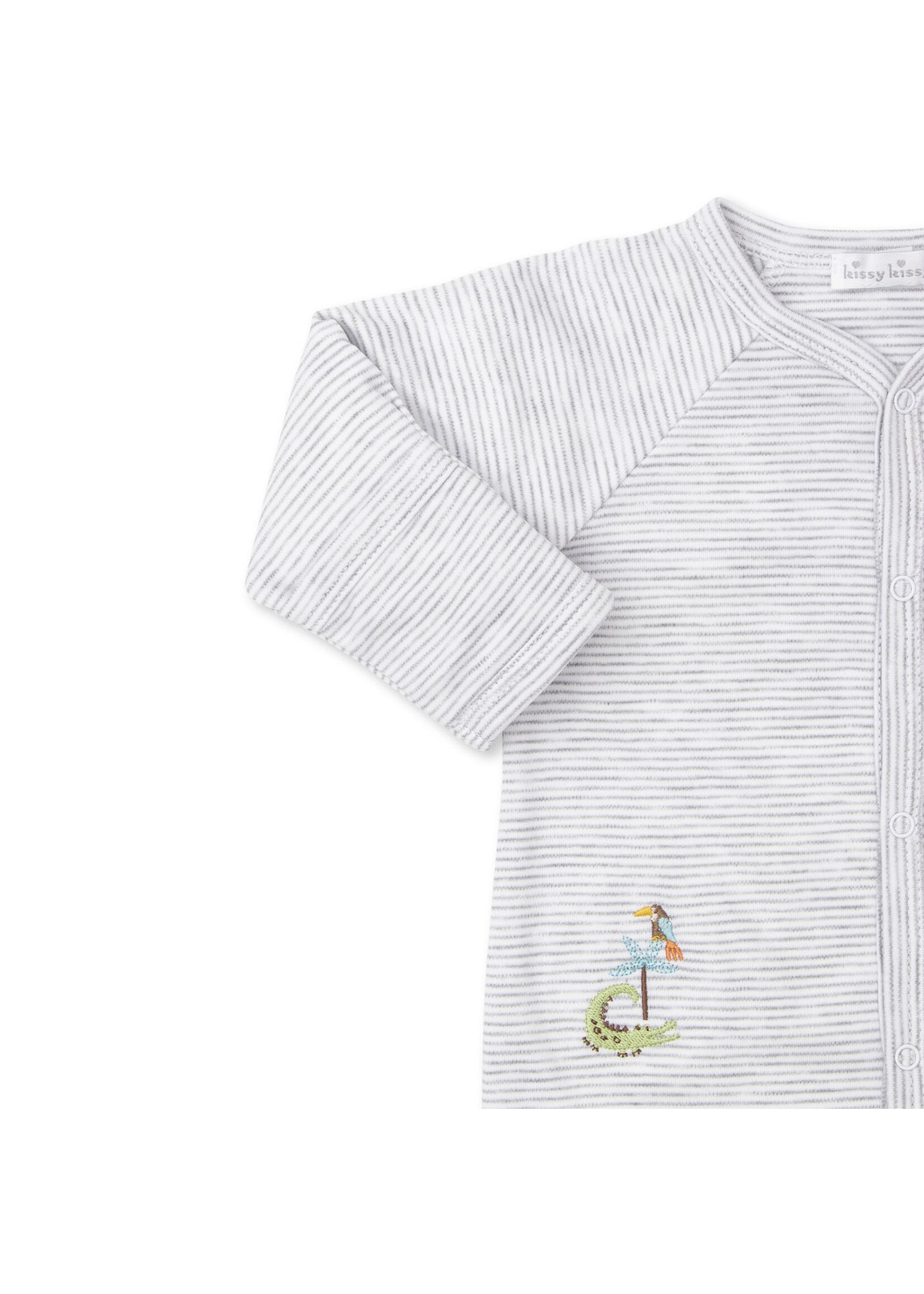 Kissy Kissy Tatiana Co. Joyful Jungle Grey Striped Footie