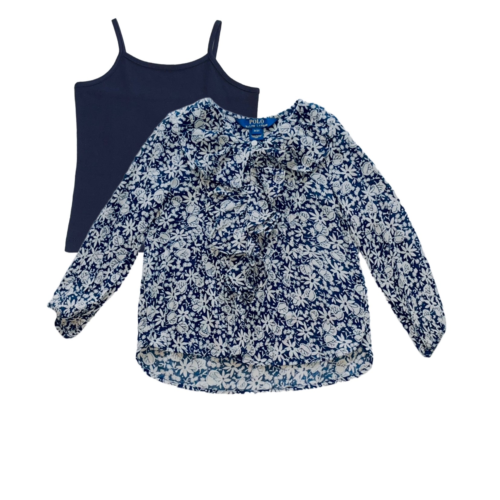 Ralph Lauren Girls Cotton Gauze Ruffle Top