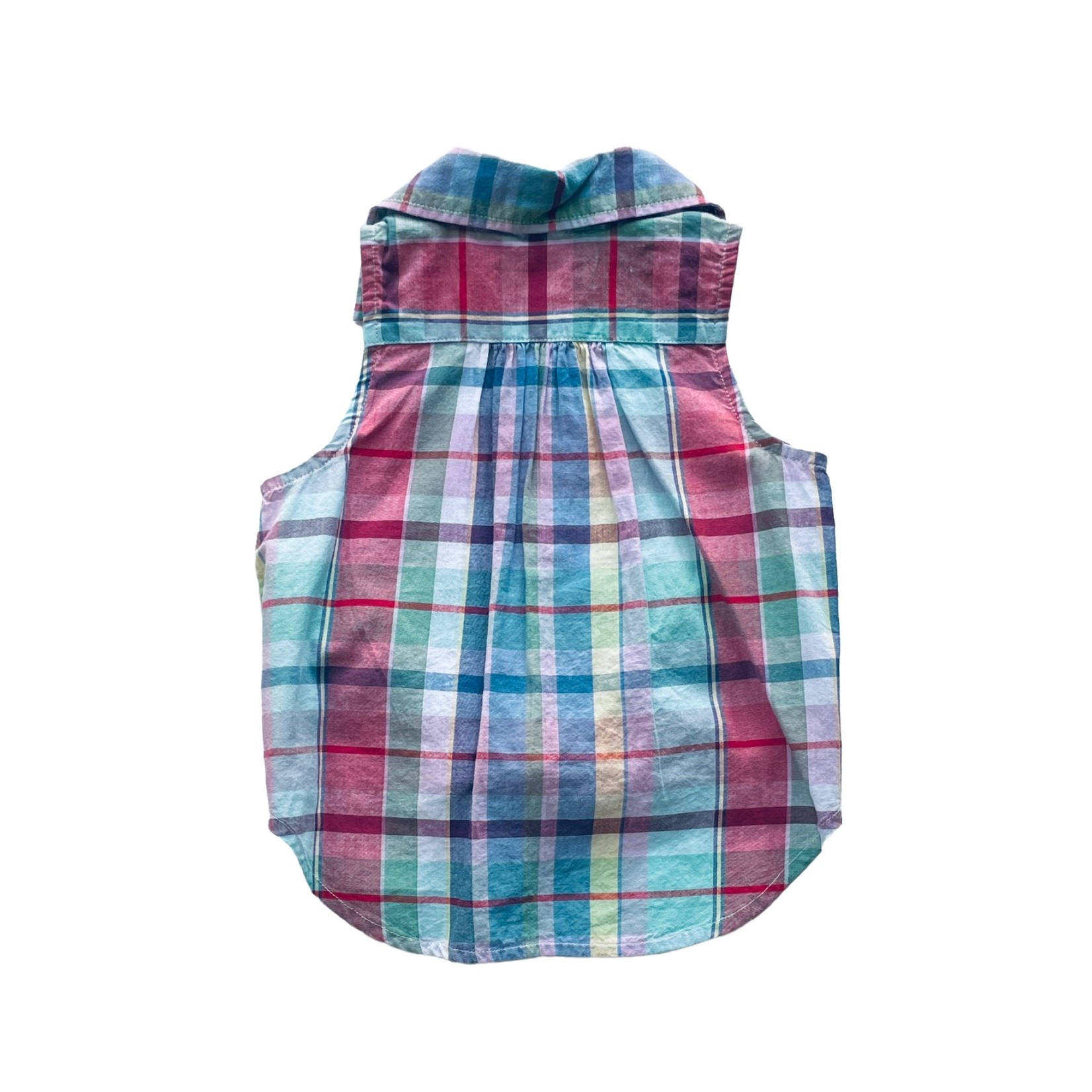 Ralph Lauren Girls Mint Blue Madras Top