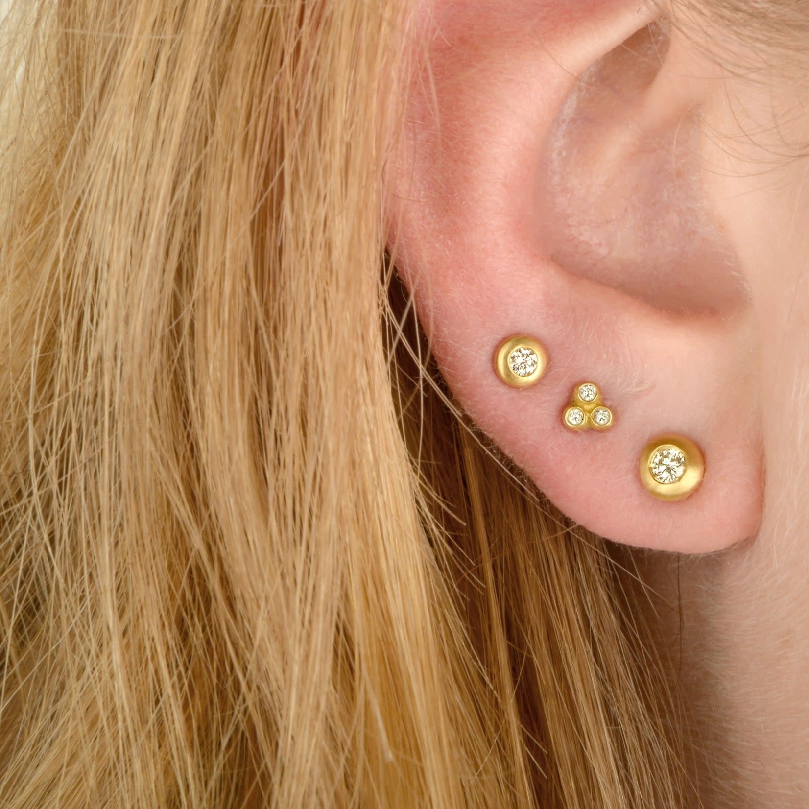 Anne Sportun Gold Trinity Post Earrings - 18K