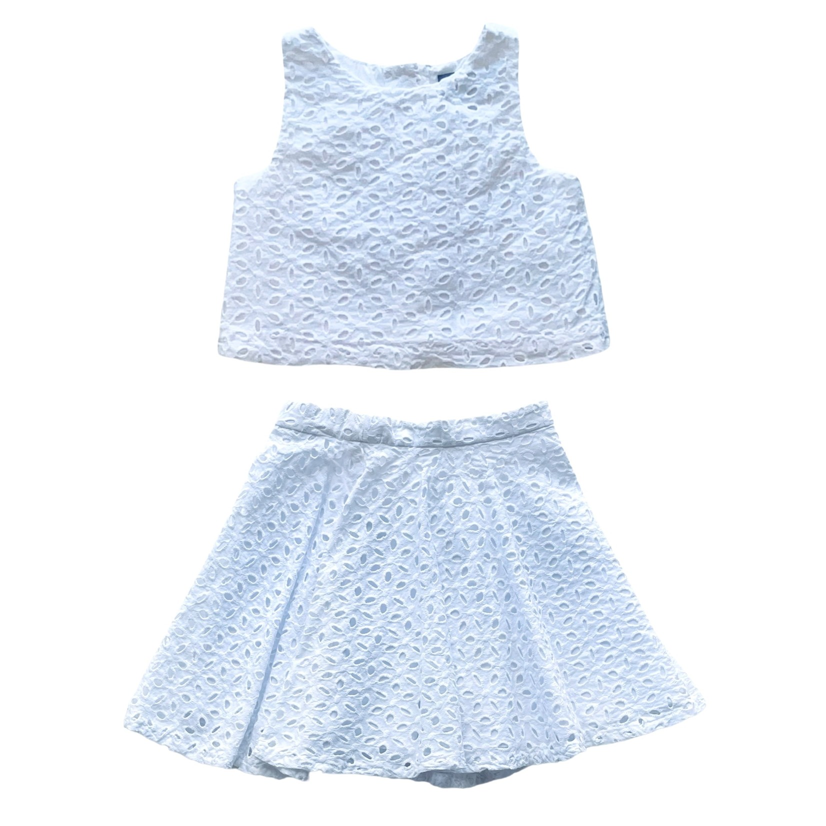 Ralph Lauren Cotton Eyelet Skirt Set - White