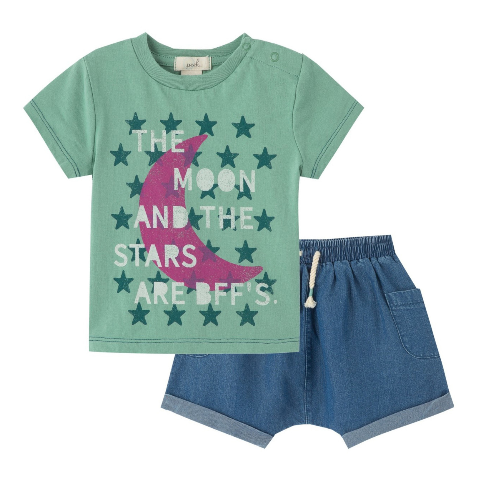 Peek Aren't You Curious Moon & Stars BFF's Short Set