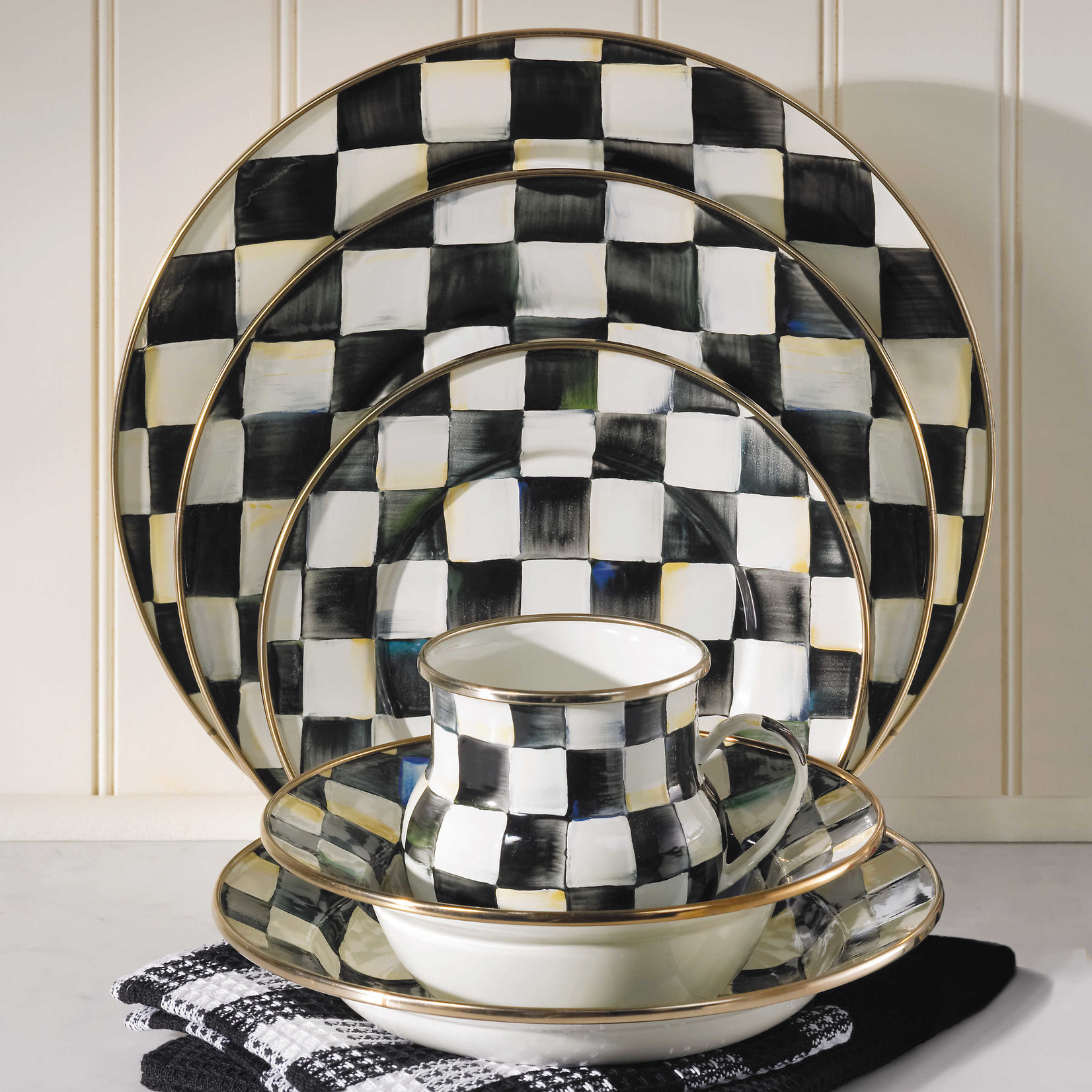 MacKenzie-Childs Courtly Check Enamel Dinner Plate