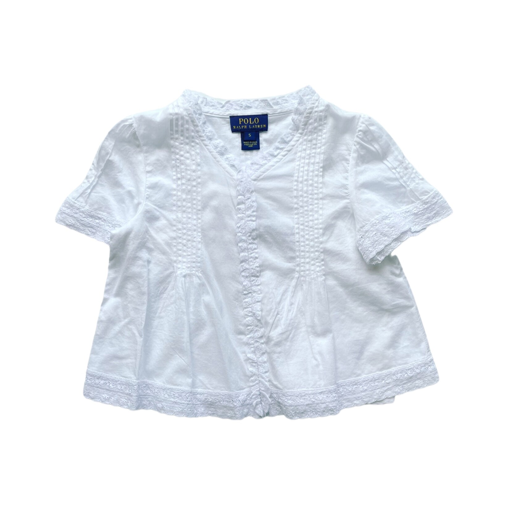 Ralph Lauren Girls White Lace Trim Shirt
