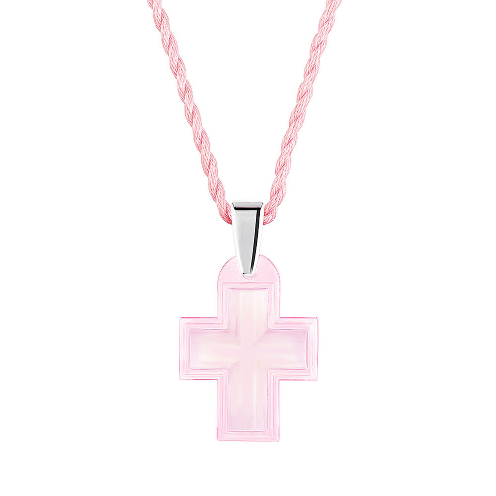 Lalique Cross Pendant - Pink