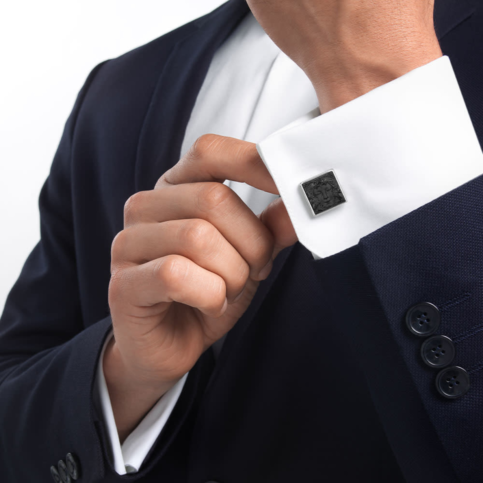Lalique Cufflinks_Black Arethuse_LALIQUE