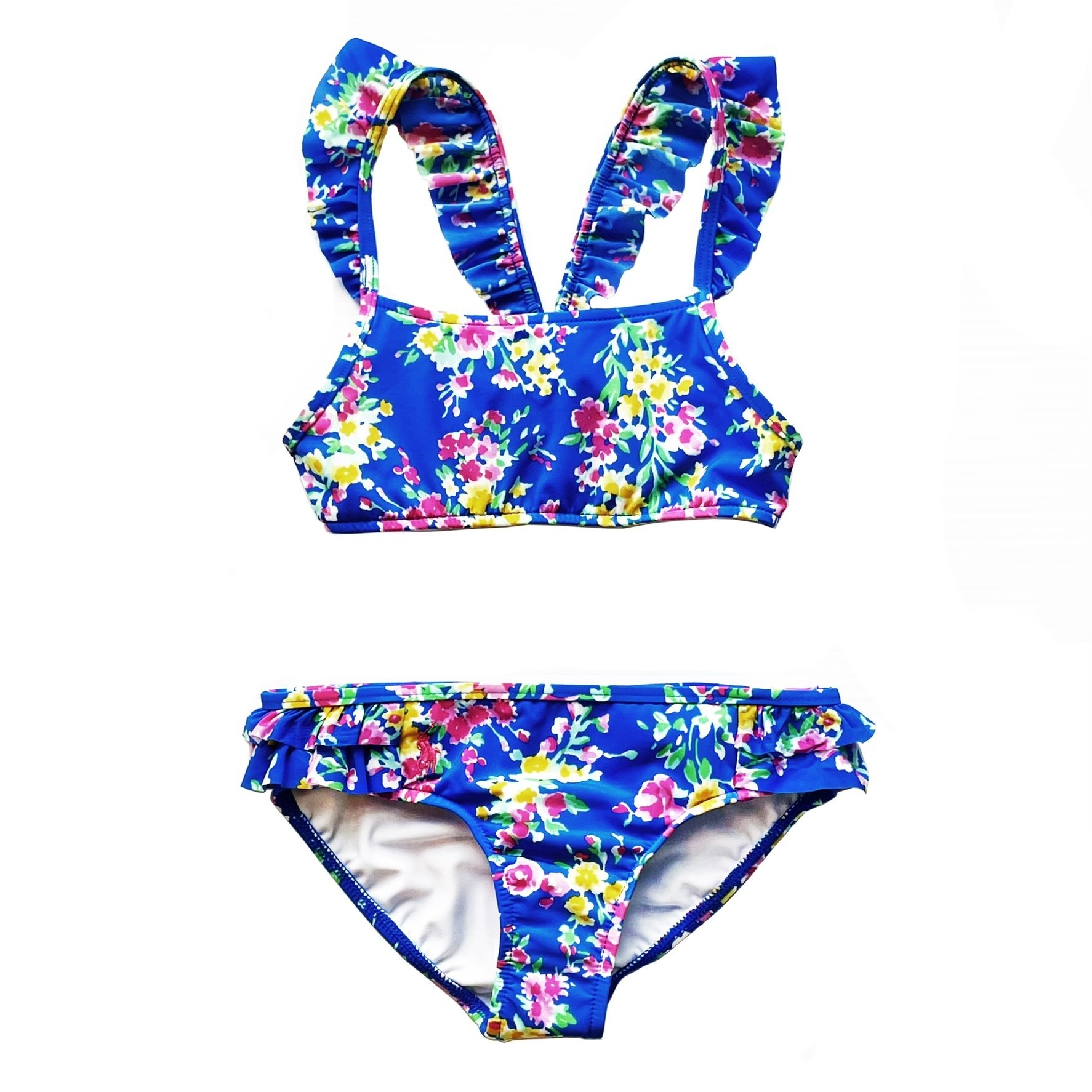 Girls Floral 2 Piece Swimsuit - Blue Leaf Houston