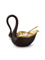 L'Objet Black Porcelain Swan Salt Cellar