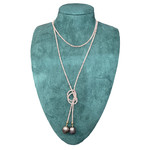 Rose Quartz & Pearl Lariat Necklace