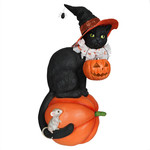 Bethany Lowe Black Cat Witch On Pumpkin