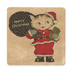 Kitty Christmas Santa Wood Card