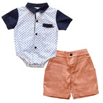 Fore!! Axel & Hudson Baby Boys Dog Print Onesie & Orange Shorts