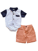 Fore!! Axel & Hudson Baby Boys Dog Print Onesie & Orange Shorts