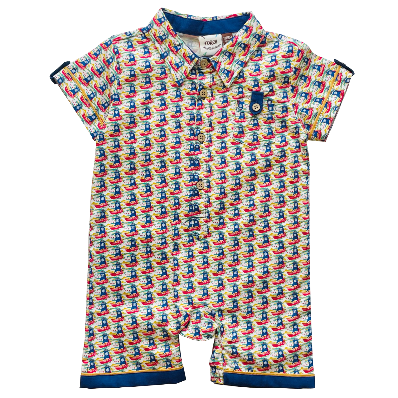 Fore!! Axel & Hudson Baby Boy Pirate Ship Romper