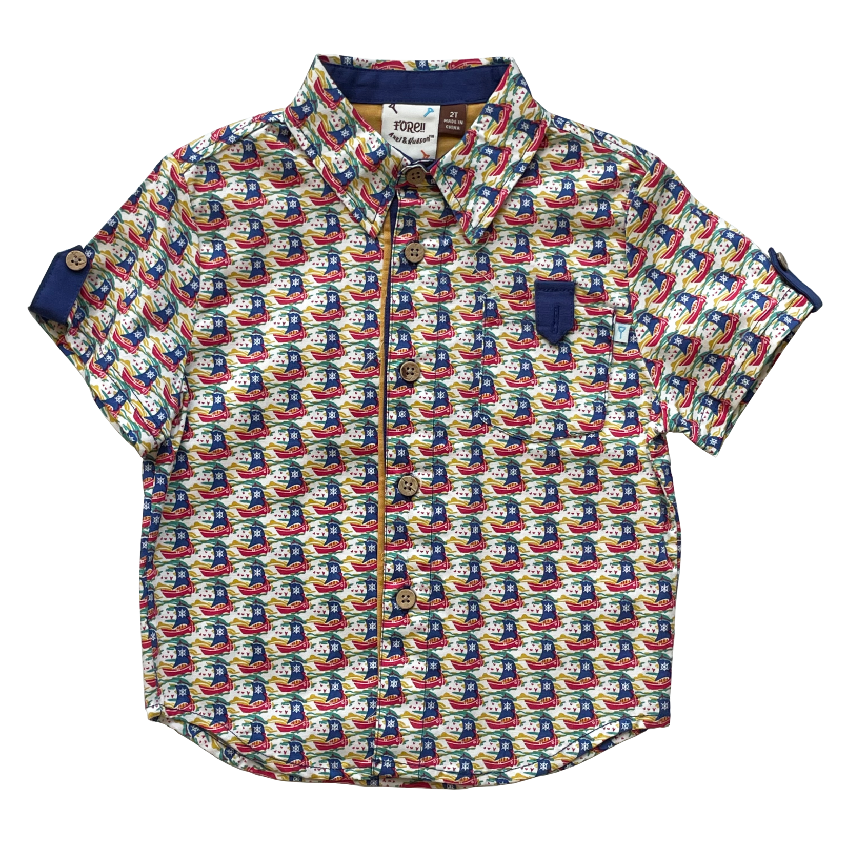 Fore!! Axel & Hudson Boys Pirate Ship Print Shirt