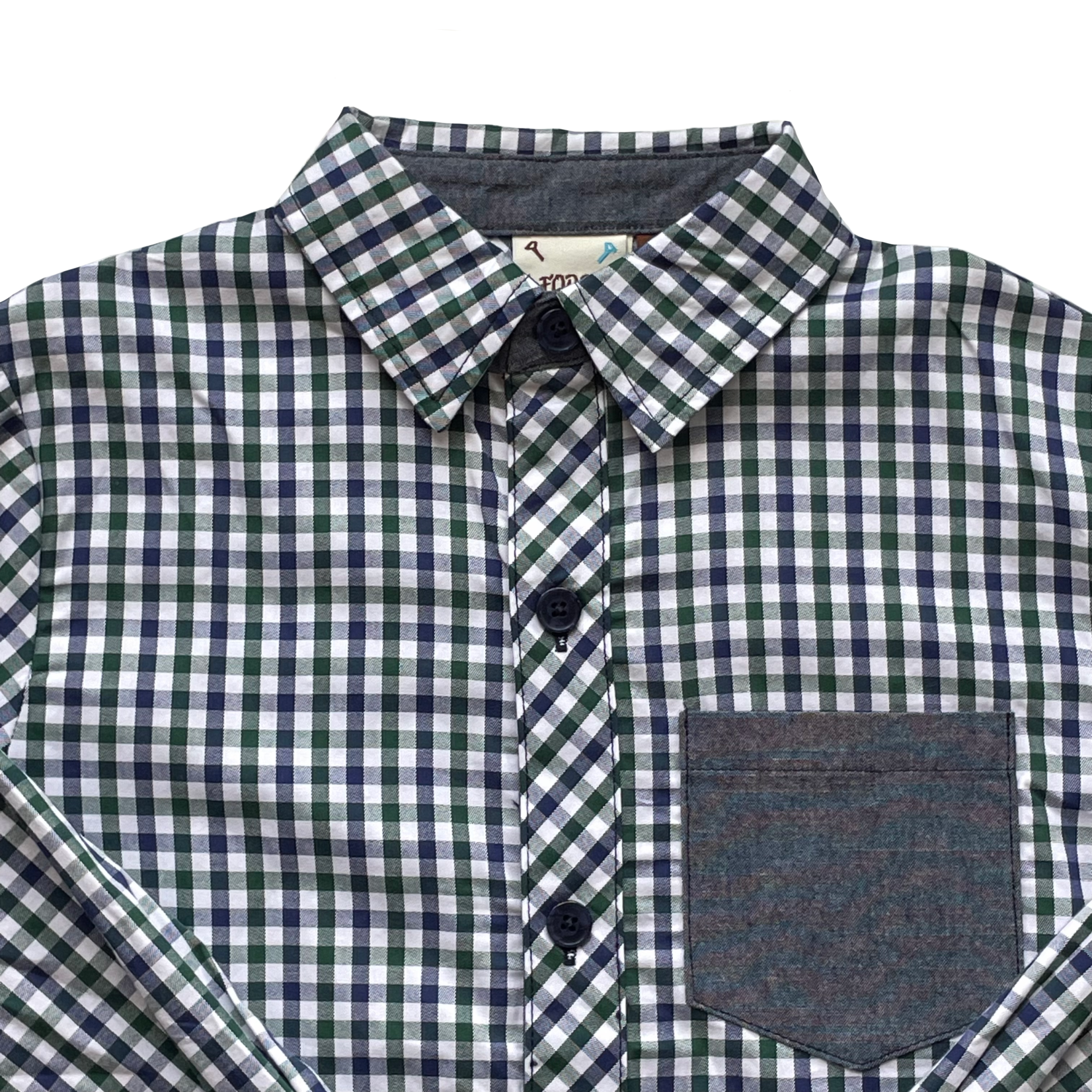 Fore!! Axel & Hudson Boys Long Sleeve Navy/Green Gingham Shirt