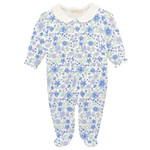 Baby Club Chic Blossom in Blue Footie w/ Round Collar