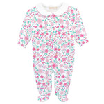 Baby Club Chic Blossom in Pink Footie w/ Round Collar