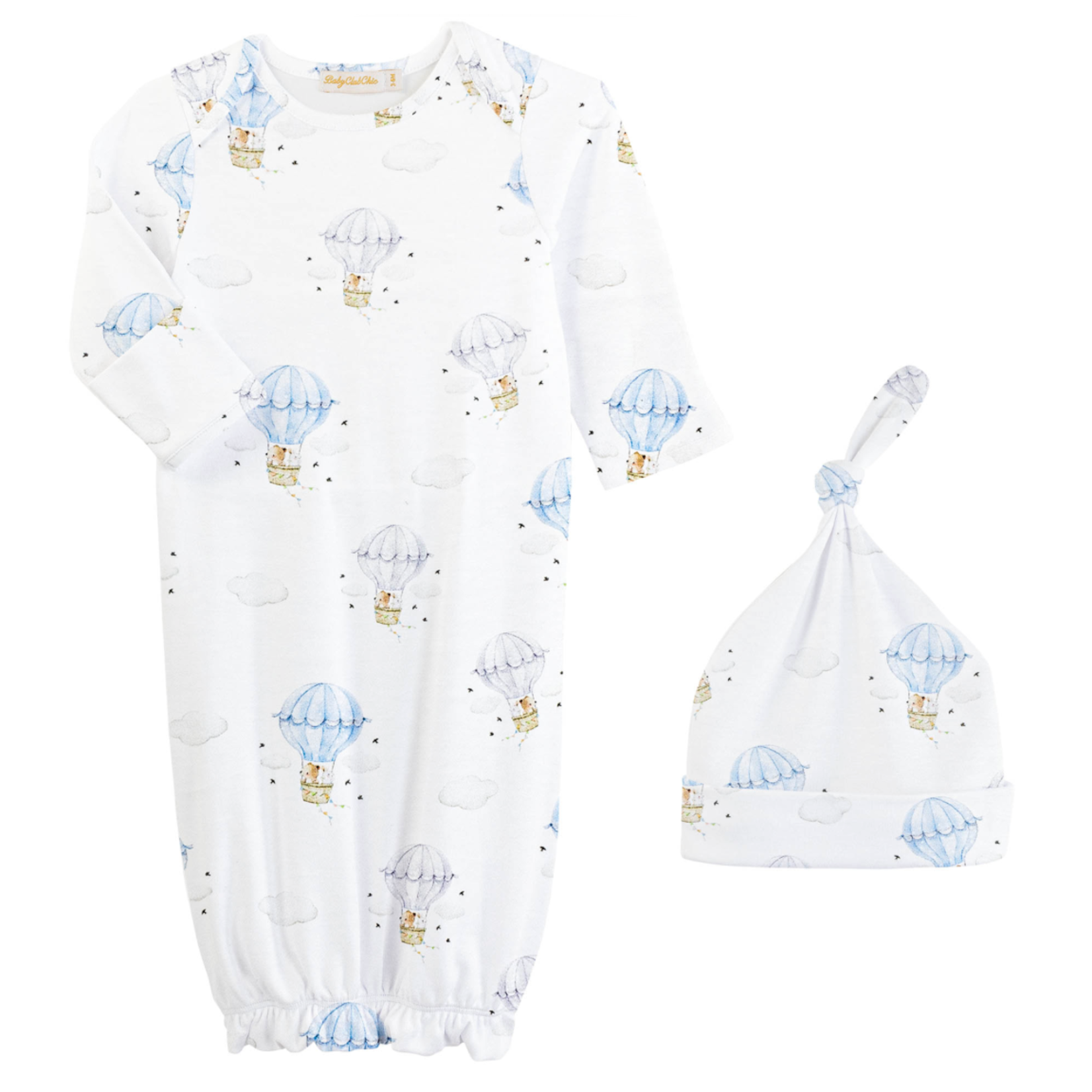 Baby Club Chic Let's Fly Together Blue Gown & Hat Set