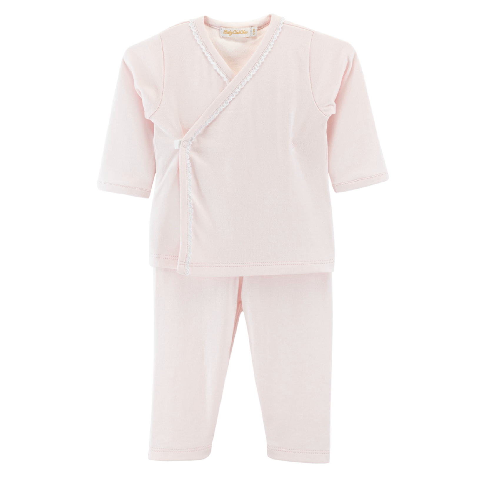 Baby Club Chic Pink Girl Crossed Tee w/Lace Trim & Pants