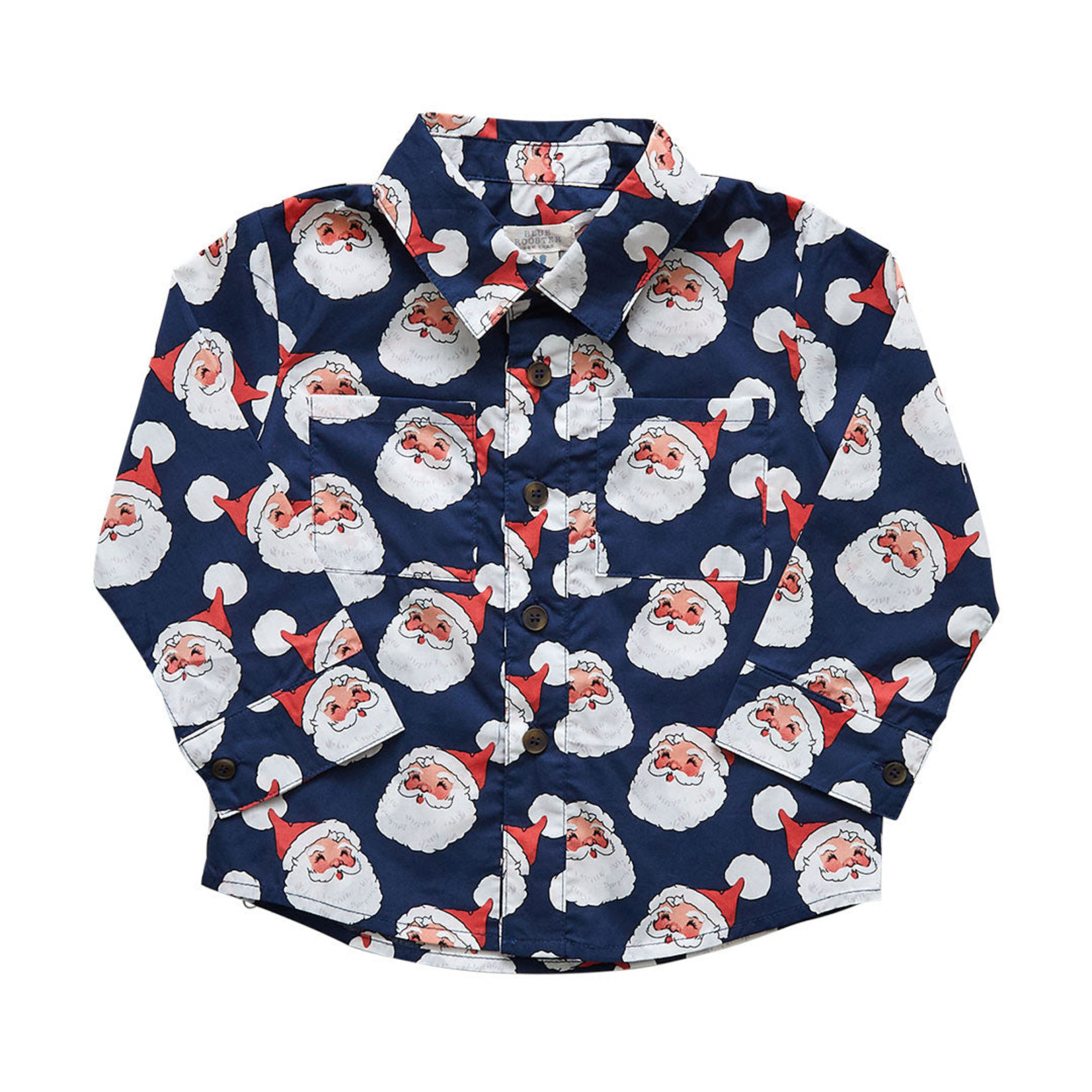 Pink Chicken Boys Jack Shirt-Navy Santas