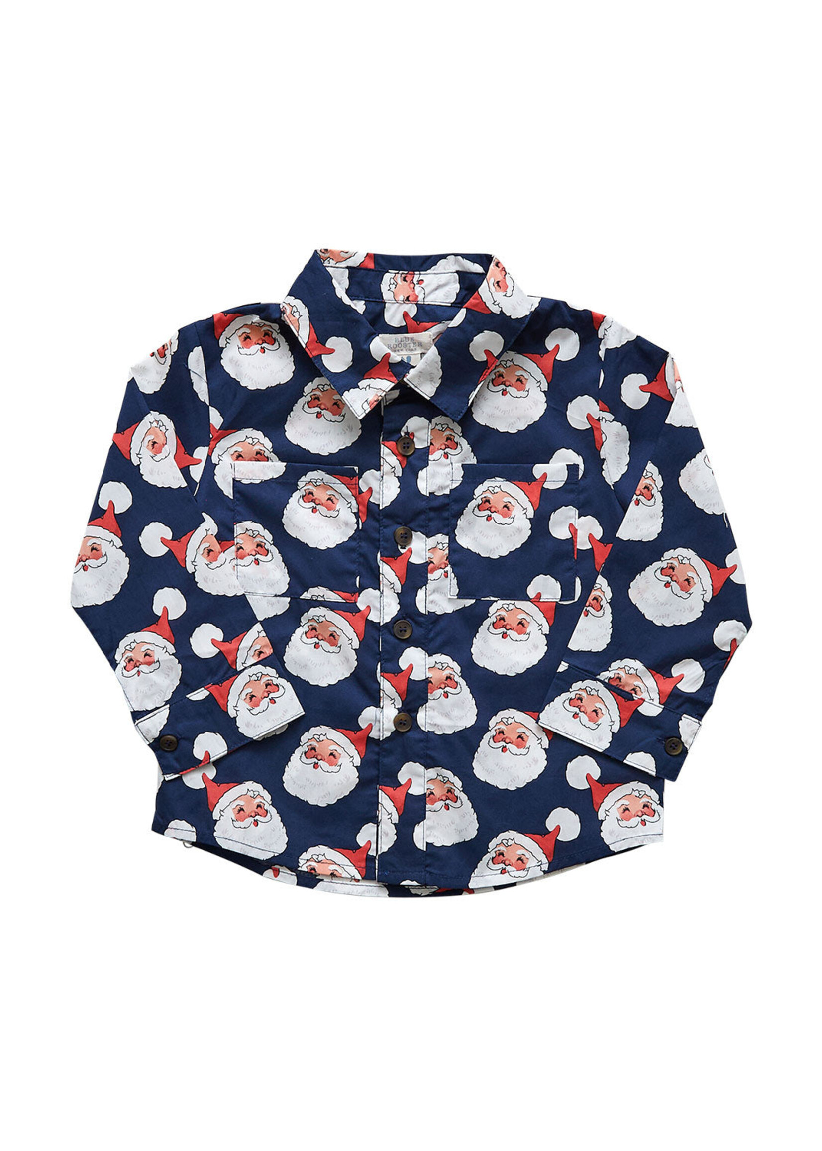 Blue Rooster Boys Jack Shirt-Navy Santas