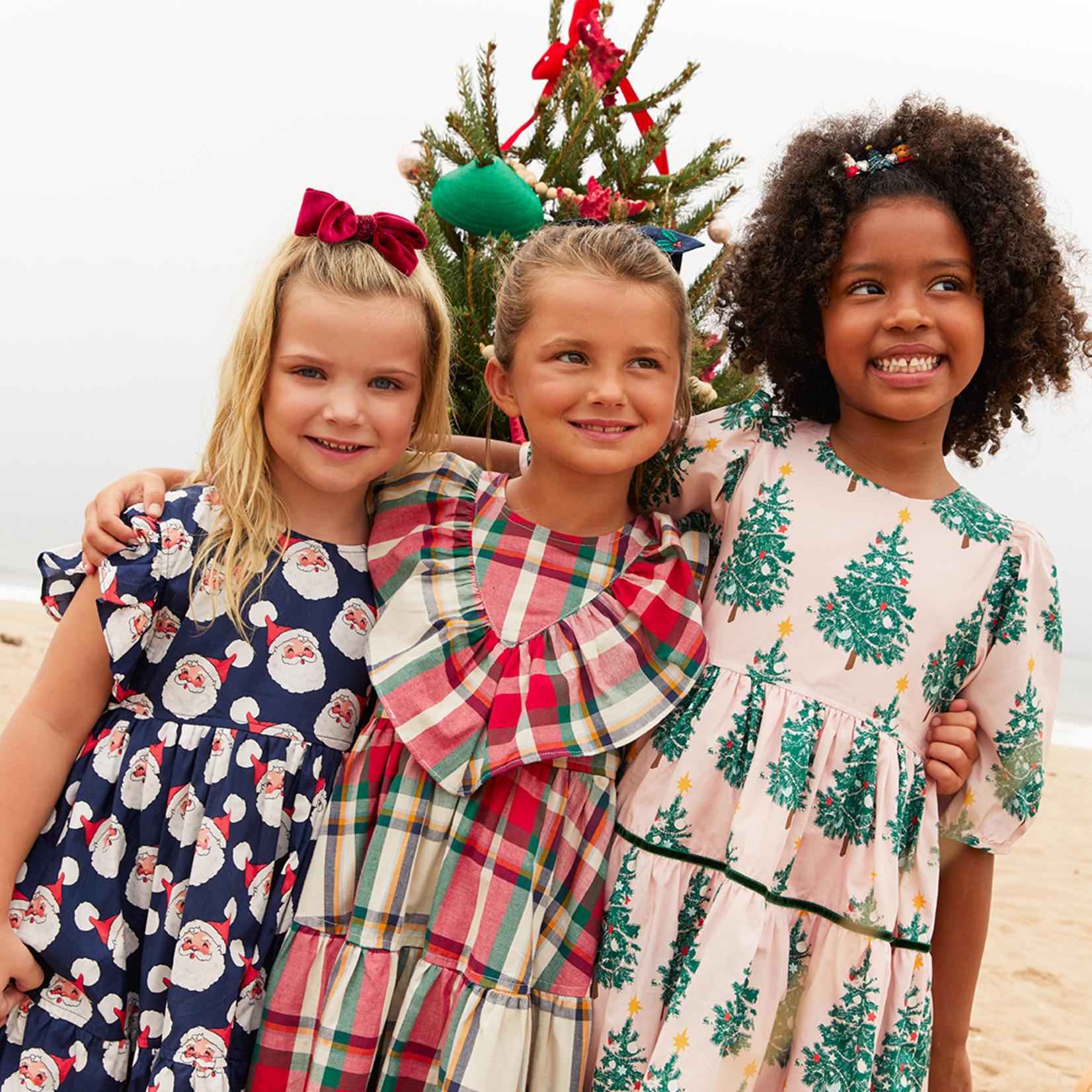 Pink Chicken Baby Kit Dress Set - Navy Santas