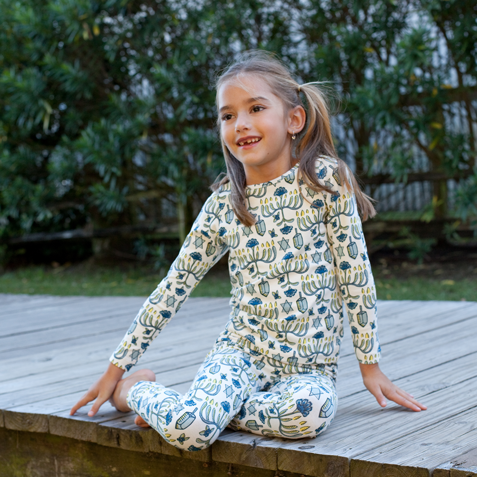 Pink Chicken Hannukah Kids Organic Pj Set