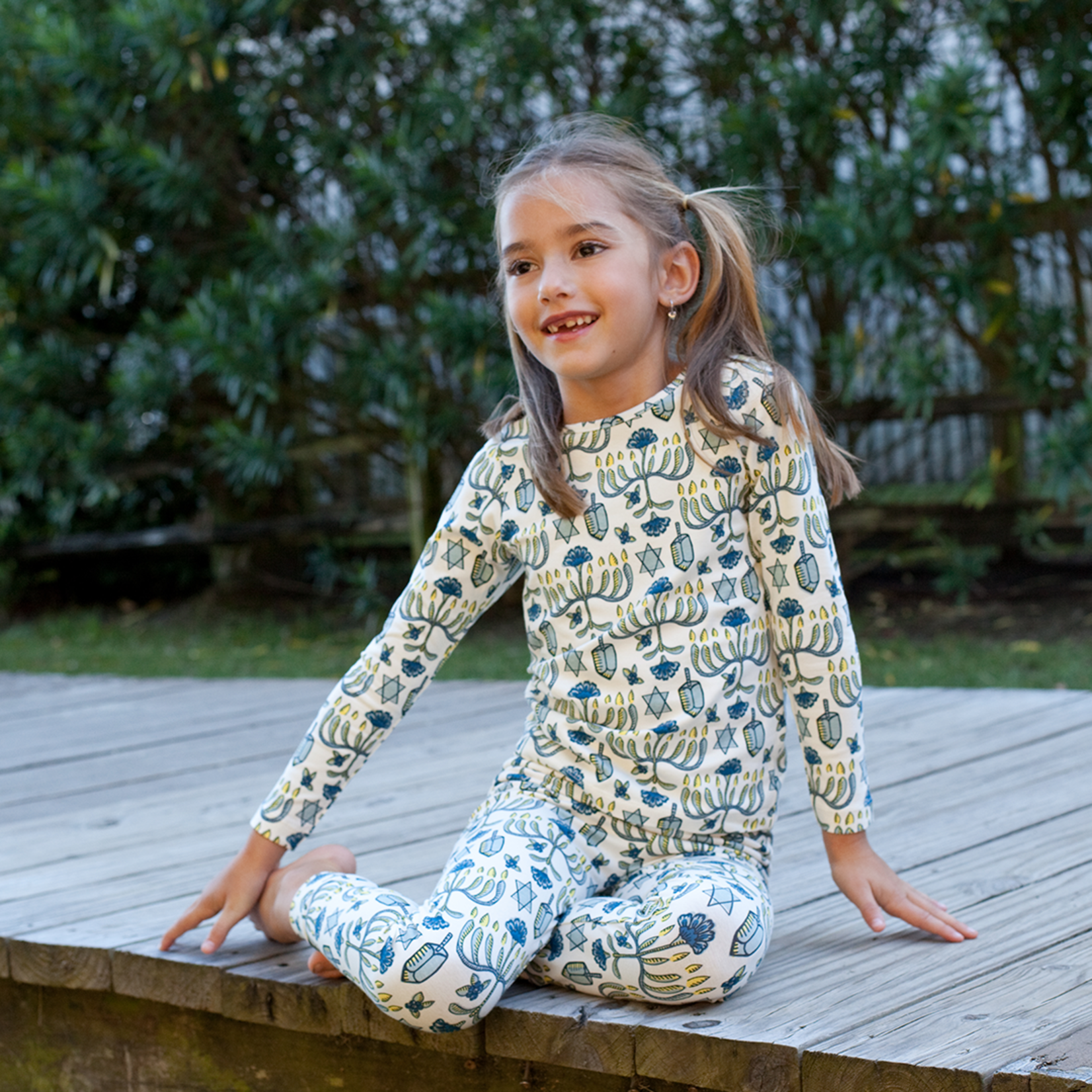 Pink Chicken Hanukkah Kids Organic Pj Set