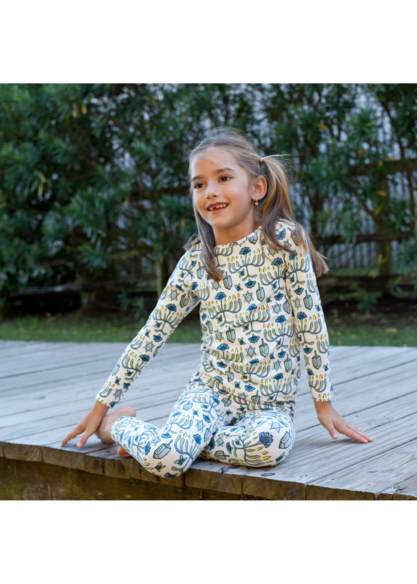 Pink Chicken Hanukkah Kids Organic Pj Set