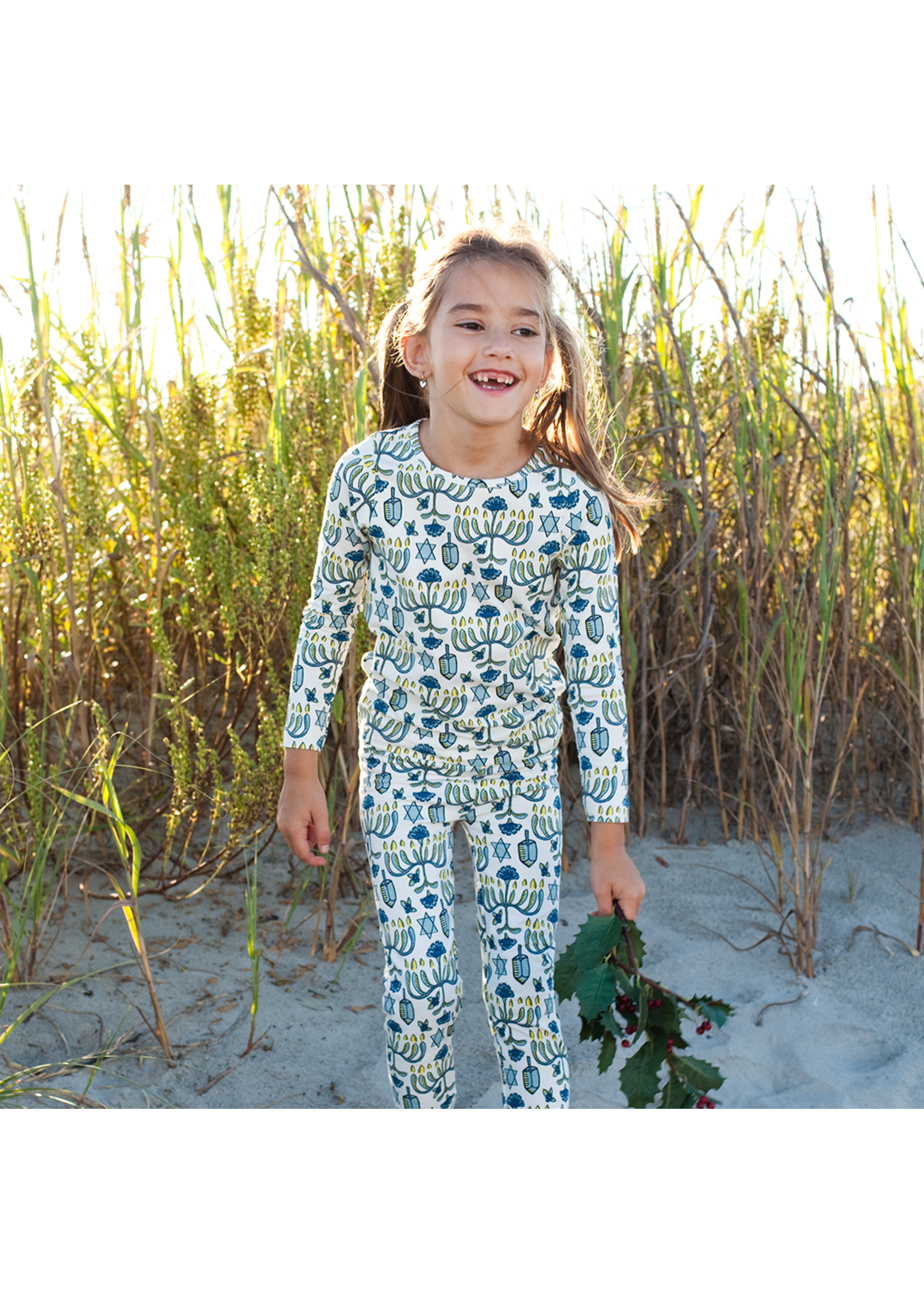 Pink Chicken Hanukkah Kids Organic Pj Set