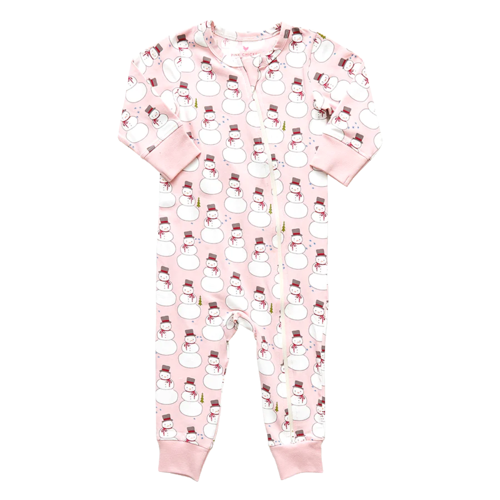 Pink Chicken Pink Snowmen Baby Organic Romper