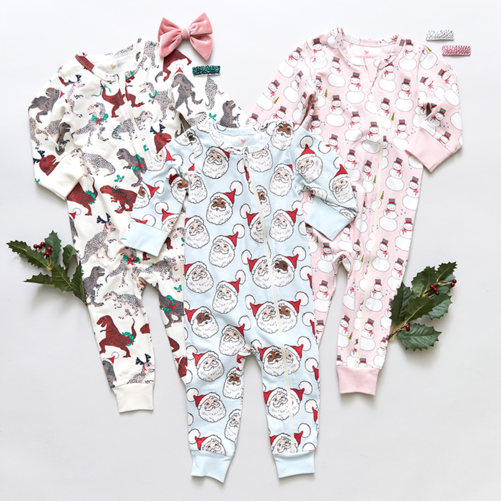 Pink Chicken Pink Snowmen Baby Organic Romper