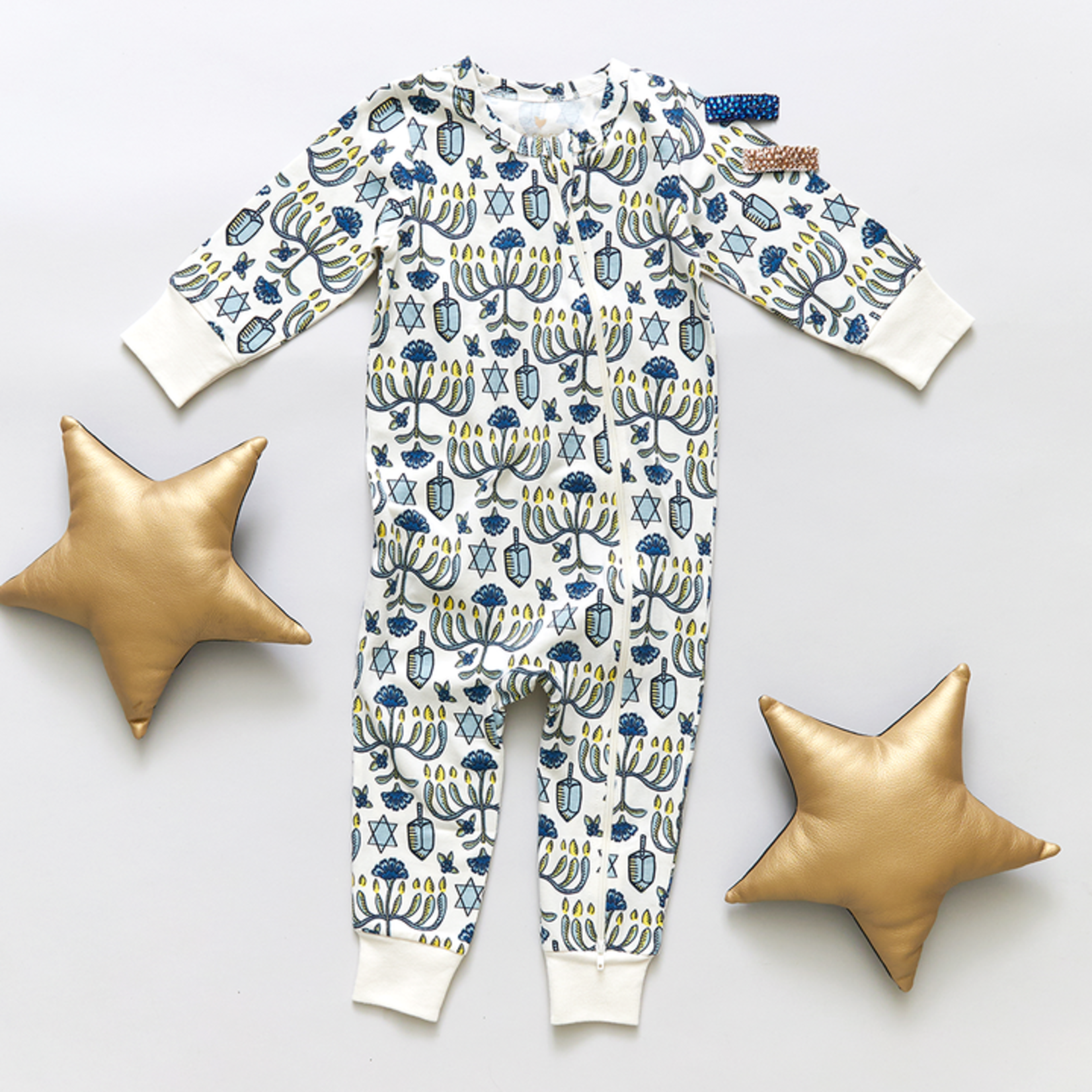 Pink Chicken Hanukkah Baby Organic Romper