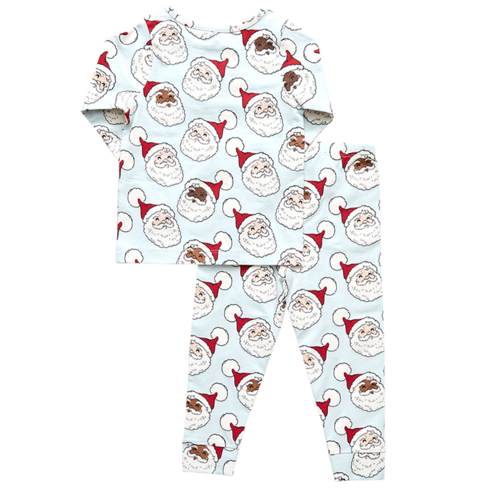 Pink Chicken Sky Blue Santas Kids Organic Pj Set